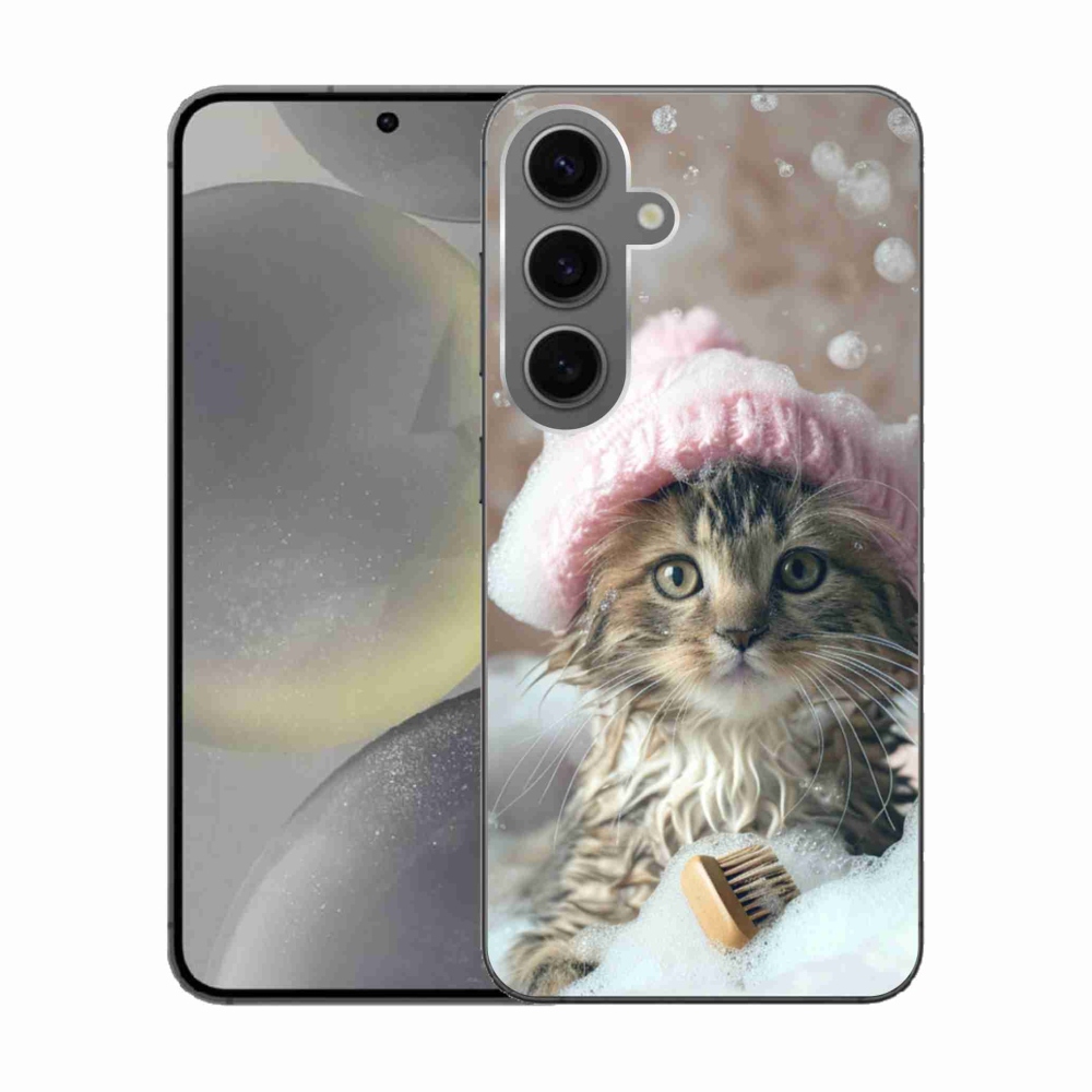 Gelový kryt mmCase na Samsung Galaxy S24 - kotě a koupel