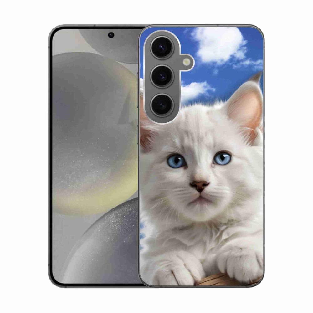 Gelový kryt mmCase na Samsung Galaxy S24 - kotě a oblaka