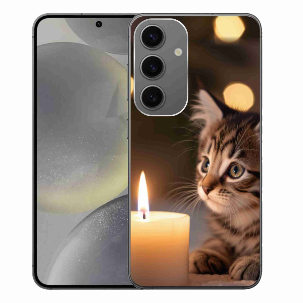 Gelový kryt mmCase na Samsung Galaxy S24+ - kotě a svíčka