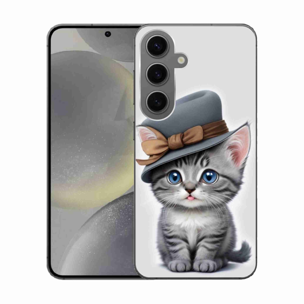 Gelový kryt mmCase na Samsung Galaxy S24 - kotě s kloboukem