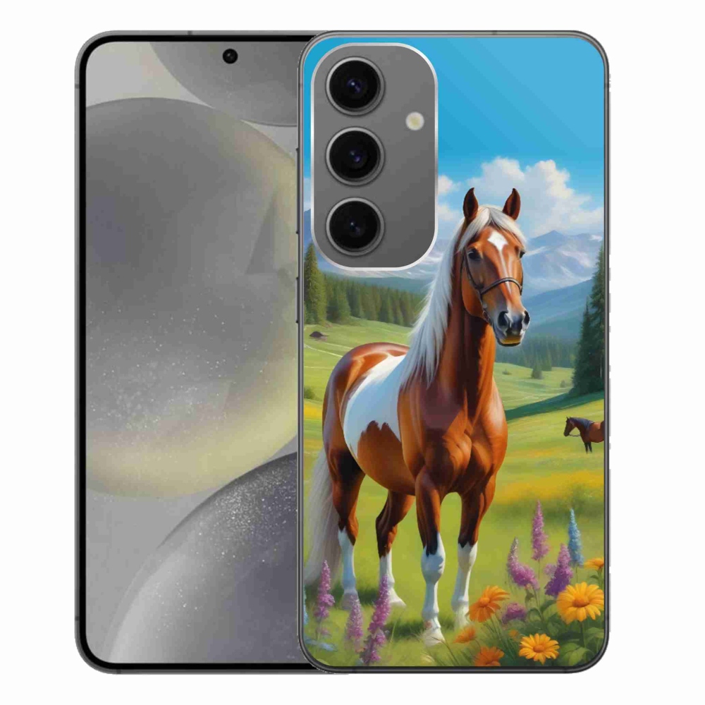 Gelový kryt mmCase na Samsung Galaxy S24+ - kůň na louce