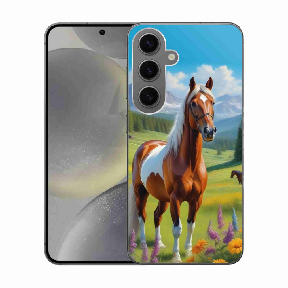 Gelový kryt mmCase na Samsung Galaxy S24 - kůň na louce