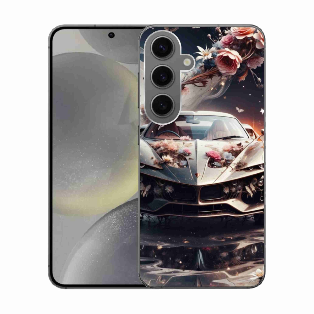 Gelový kryt mmCase na Samsung Galaxy S24 - květinový sportovní vůz