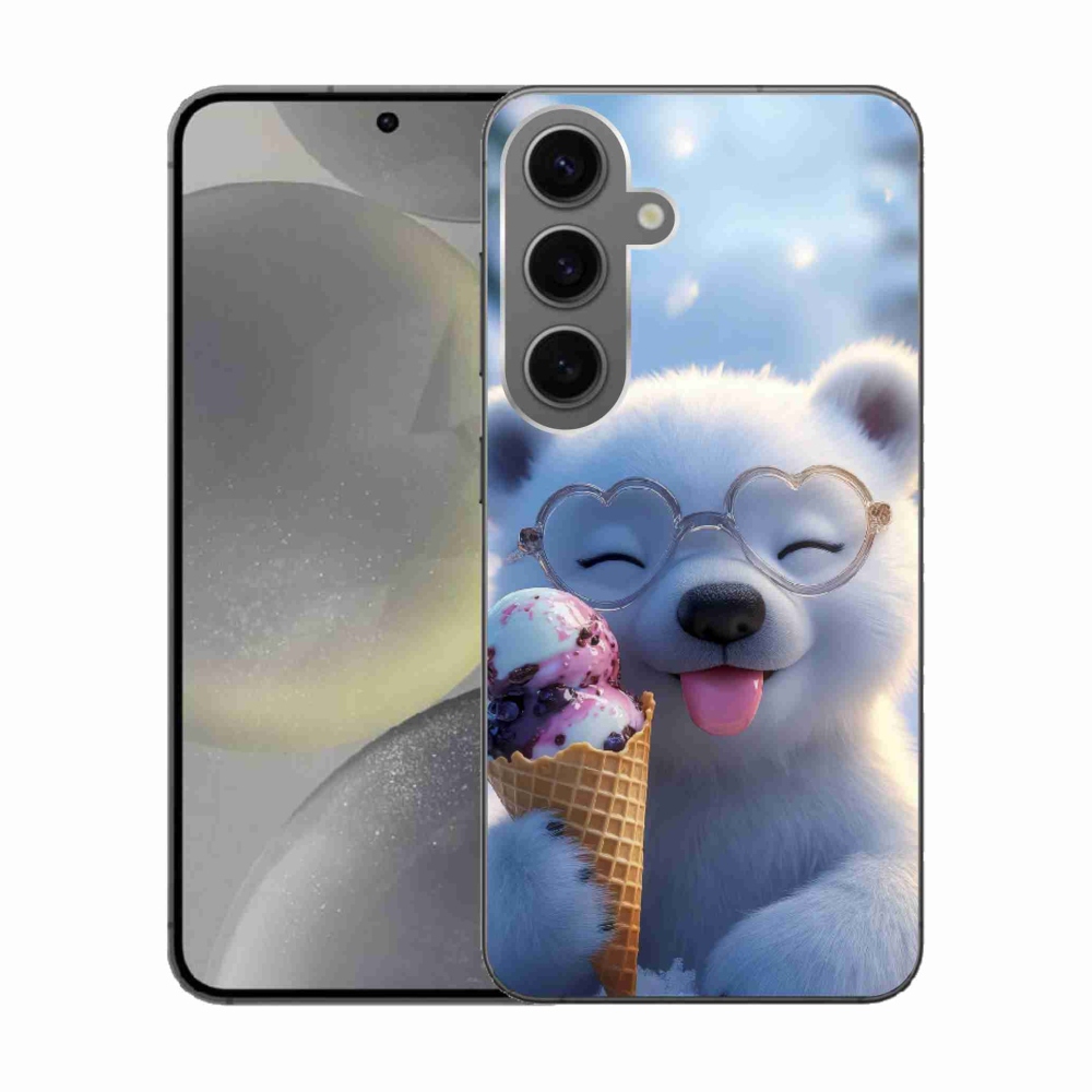 Gelový kryt mmCase na Samsung Galaxy S24 - medvídek se zmrzlinou