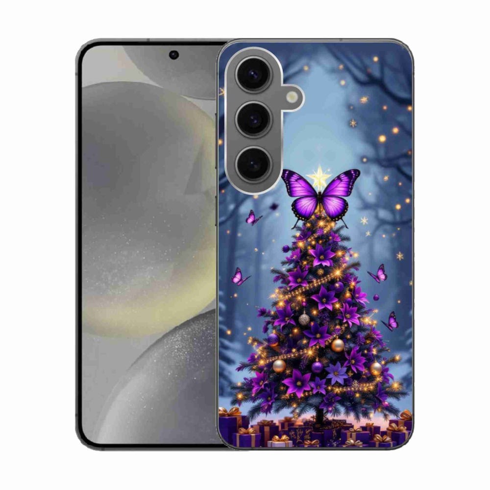 Gelový kryt mmCase na Samsung Galaxy S24 - motýlí vánoční stromek