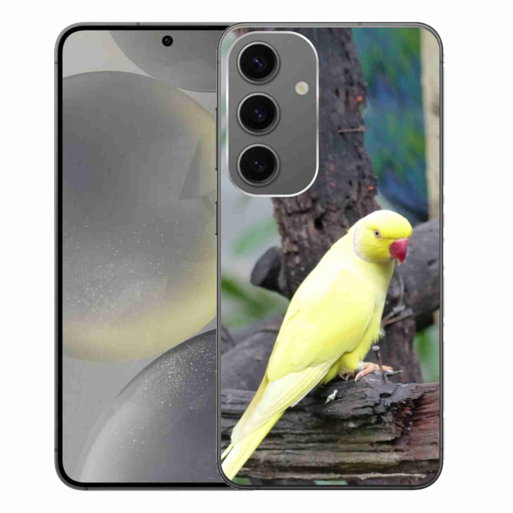Gelový kryt mmCase na Samsung Galaxy S24+ - papoušek alexandr žlutý