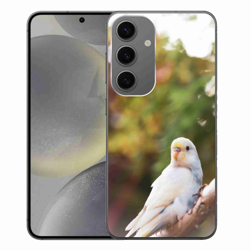 Gelový kryt mmCase na Samsung Galaxy S24+ - papoušek andulka bílá
