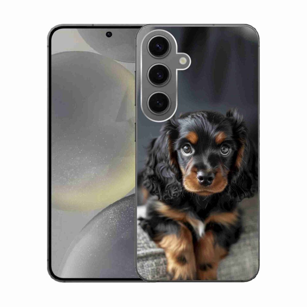 Gelový kryt mmCase na Samsung Galaxy S24 - roztomilý dlouhosrstý jezevčík