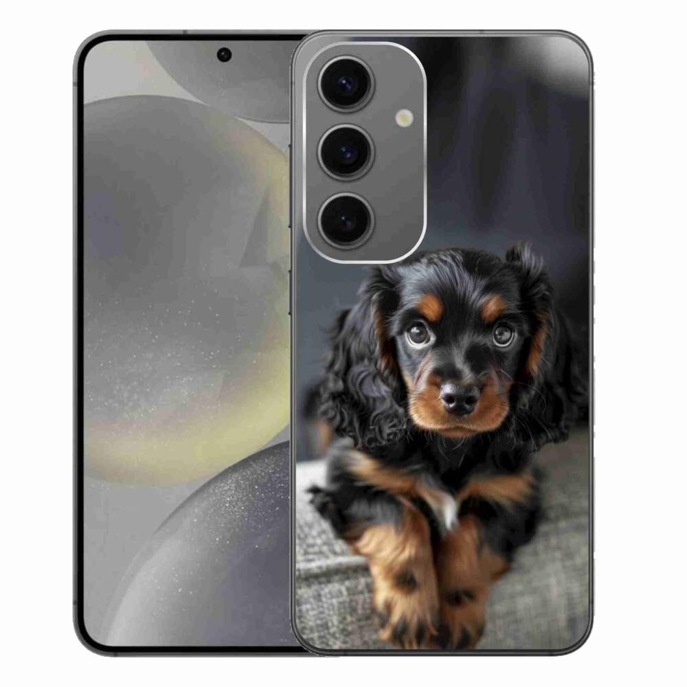 Gelový kryt mmCase na Samsung Galaxy S24+ - roztomilý dlouhosrstý jezevčík