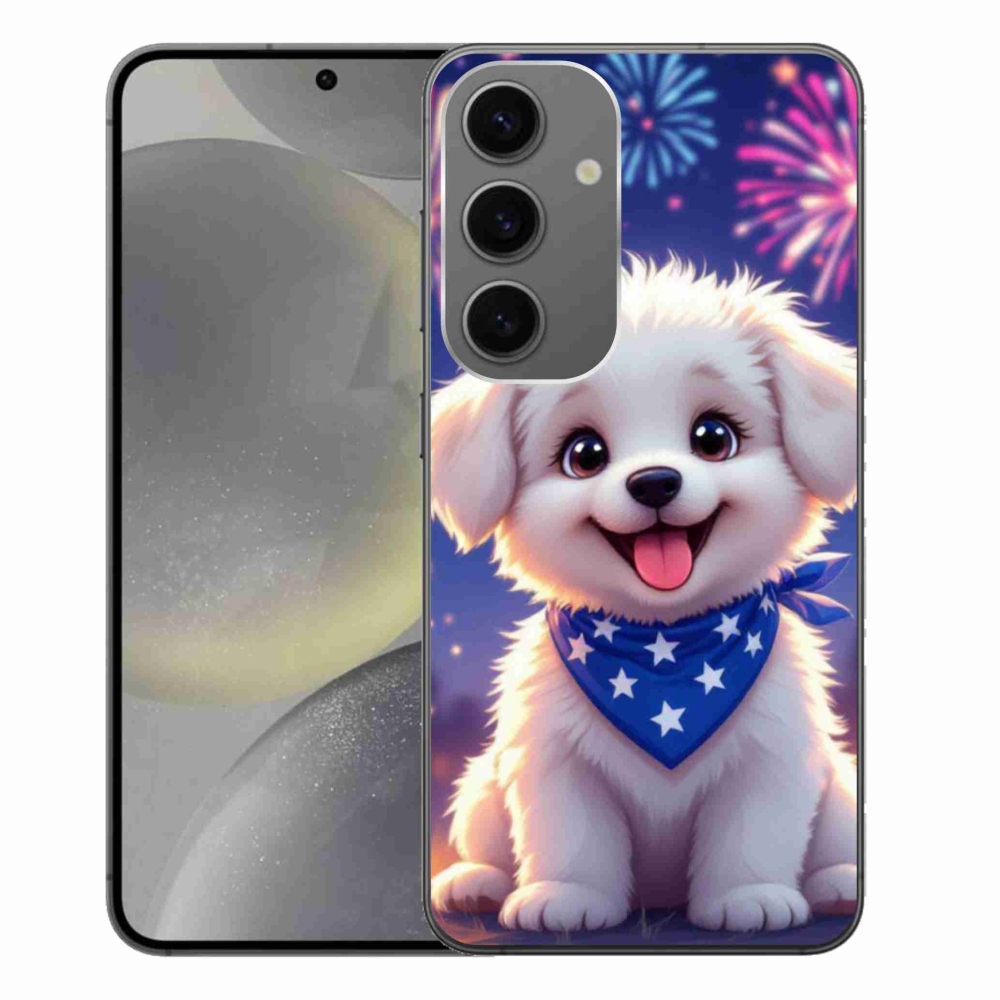 Gelový kryt mmCase na Samsung Galaxy S24+ - slavnostní štěně
