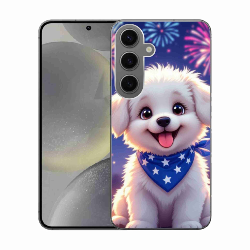 Gelový kryt mmCase na Samsung Galaxy S24 - slavnostní štěně
