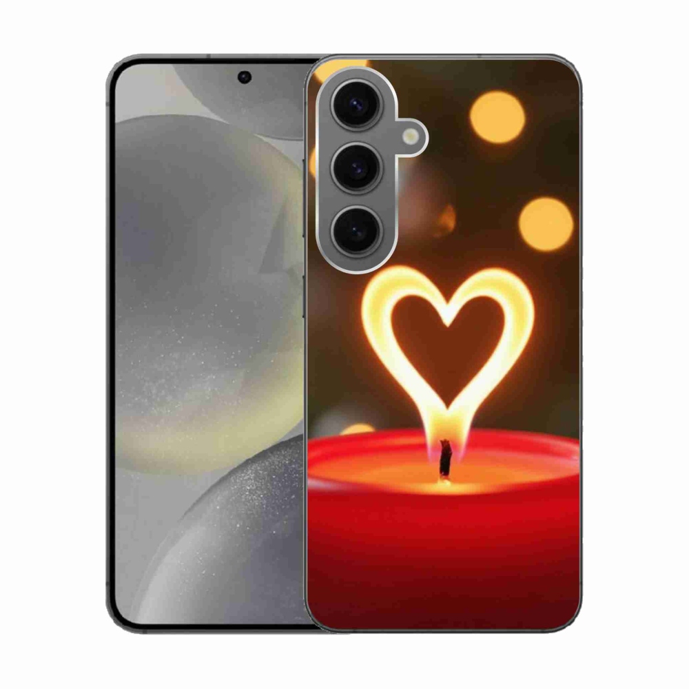 Gelový kryt mmCase na Samsung Galaxy S24 - srdce z plamene