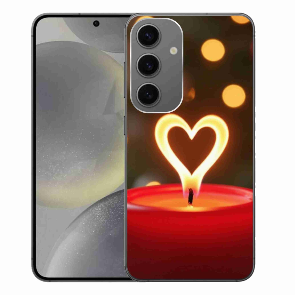 Gelový kryt mmCase na Samsung Galaxy S24+ - srdce z plamene