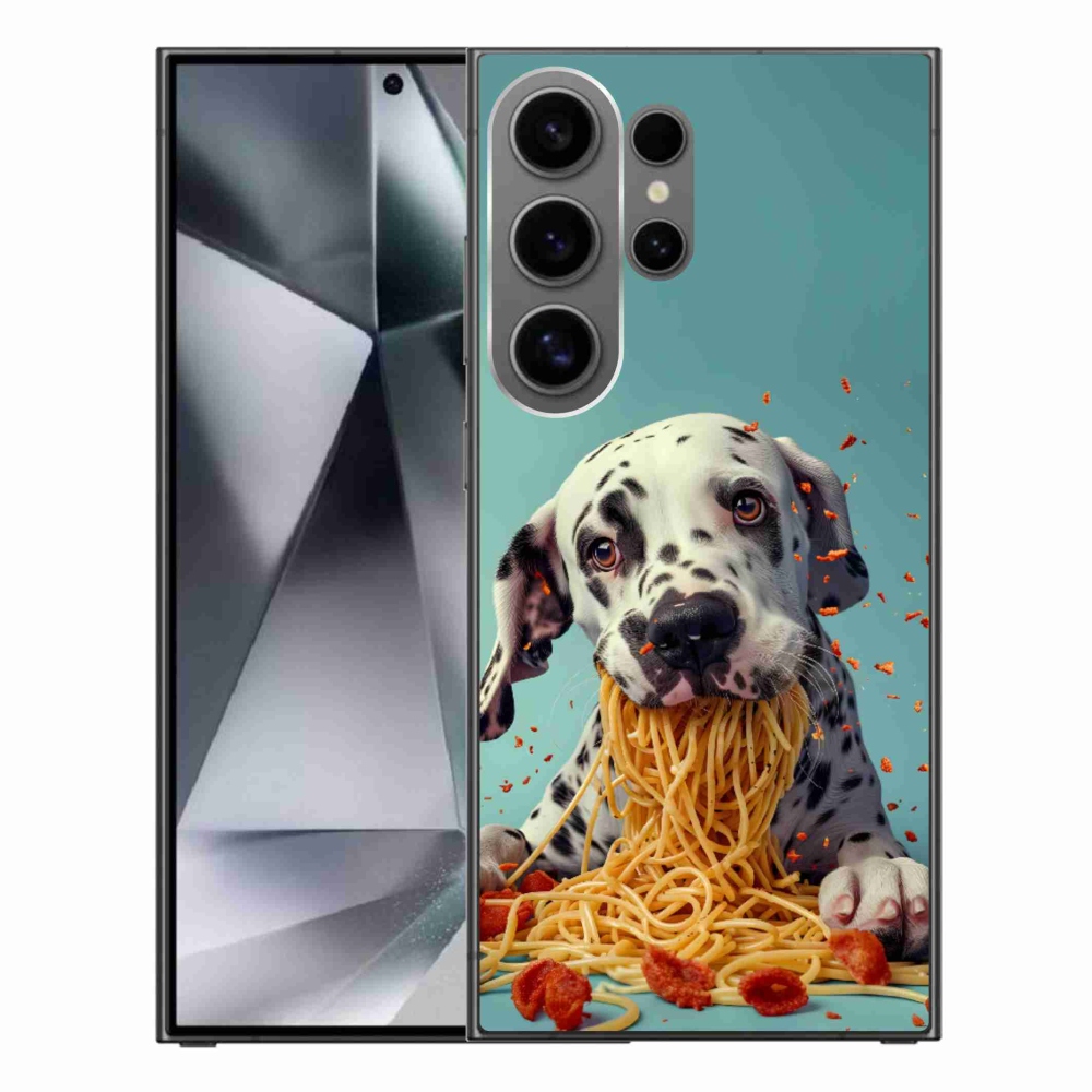 Gelový kryt mmCase na Samsung Galaxy S24 Ultra - dalmatin a špagety