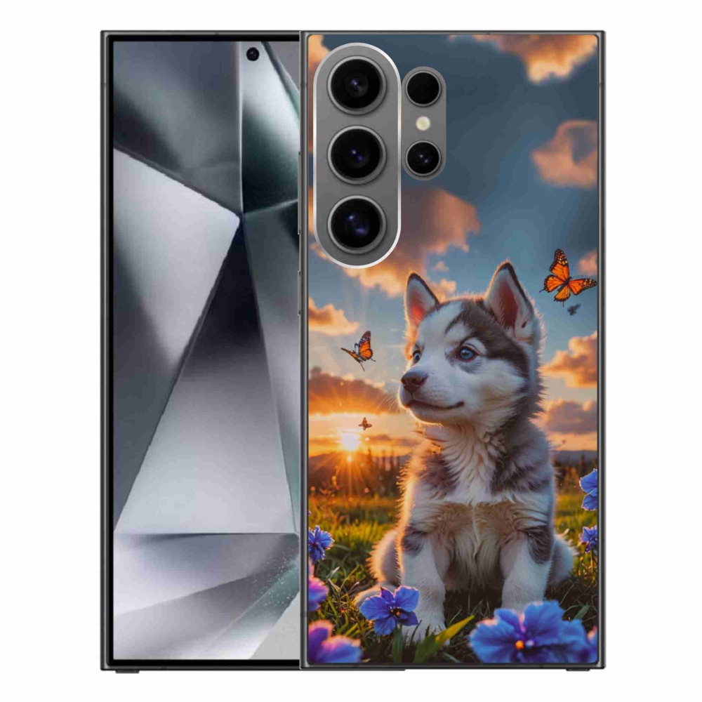Gelový kryt mmCase na Samsung Galaxy S24 Ultra - husky při západu slunce