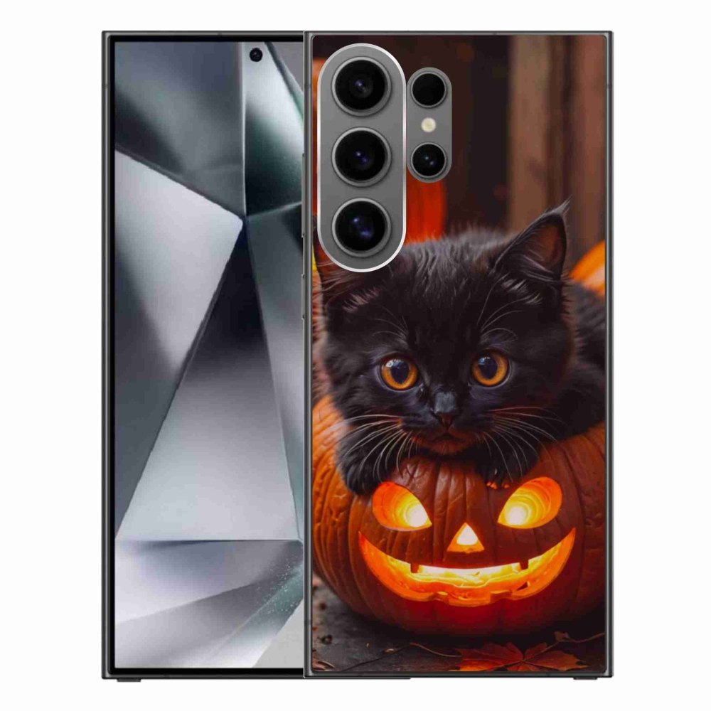 Gelový kryt mmCase na Samsung Galaxy S24 Ultra - kotě a dýně