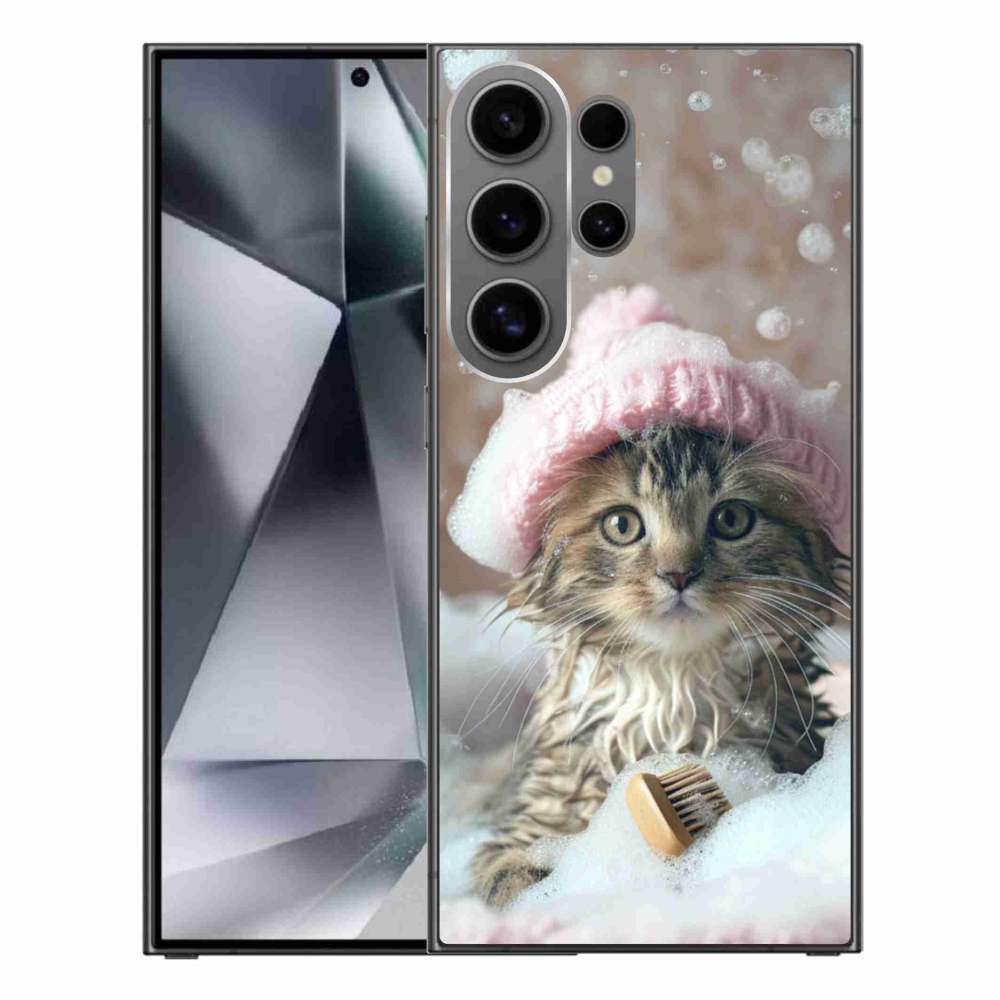 Gelový kryt mmCase na Samsung Galaxy S24 Ultra - kotě a koupel