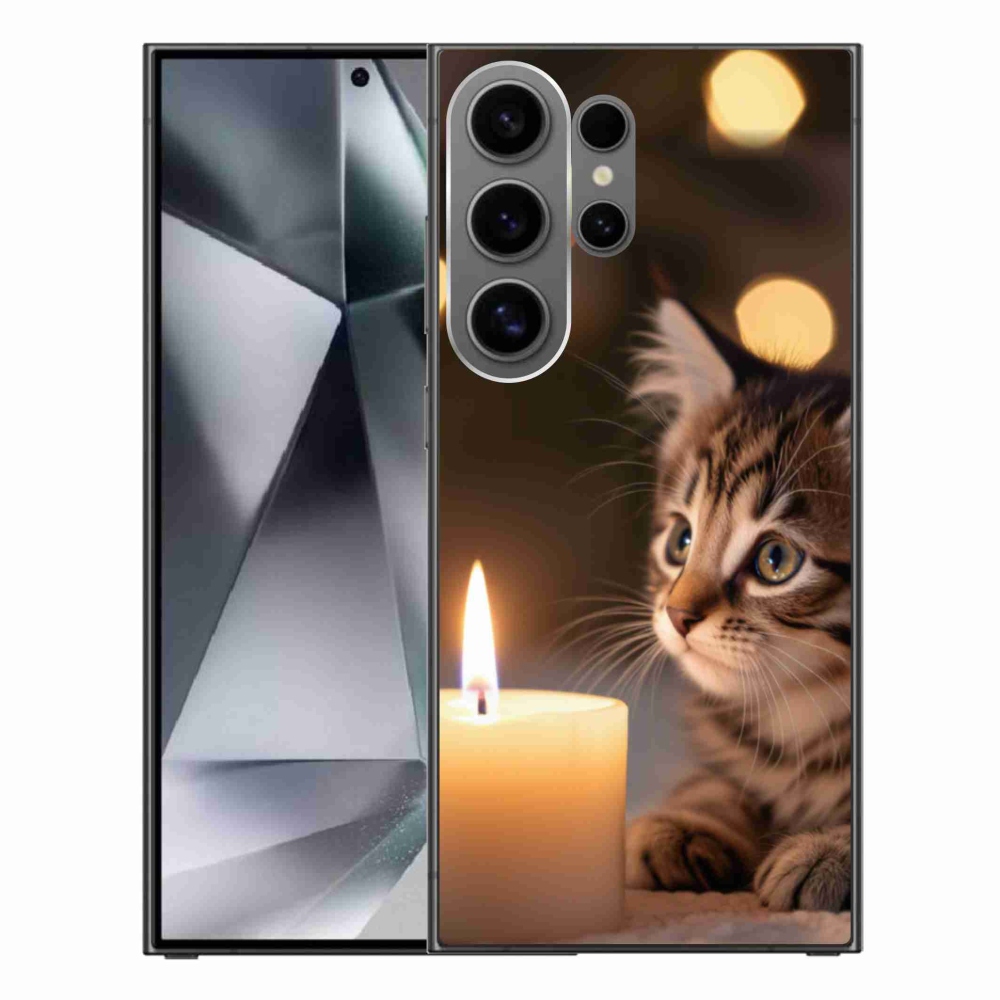 Gelový kryt mmCase na Samsung Galaxy S24 Ultra - kotě a svíčka