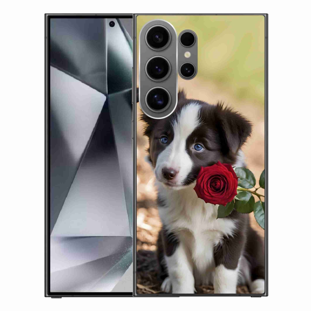 Gelový kryt mmCase na Samsung Galaxy S24 Ultra - roztomilá border kolie s růží