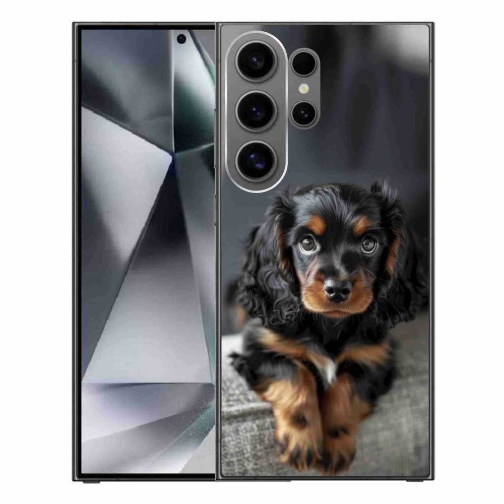 Gelový kryt mmCase na Samsung Galaxy S24 Ultra - roztomilý dlouhosrstý jezevčík