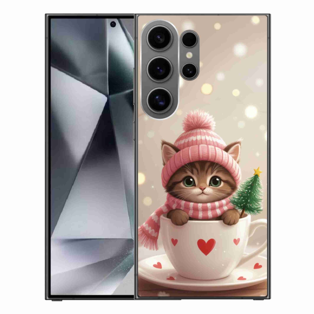 Gelový kryt mmCase na Samsung Galaxy S24 Ultra - vánoční kotě v hrnku