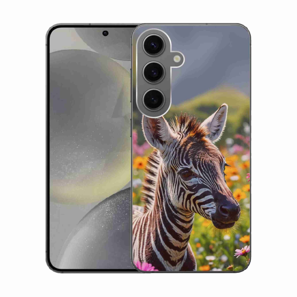 Gelový kryt mmCase na Samsung Galaxy S24 - zebra na louce