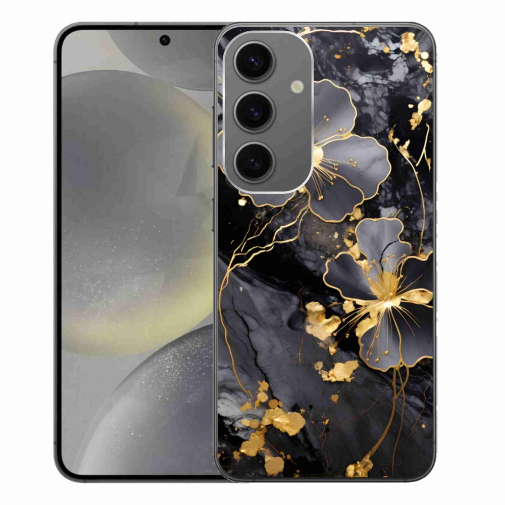 Gelový kryt mmCase na Samsung Galaxy S24+ - zlaté květy