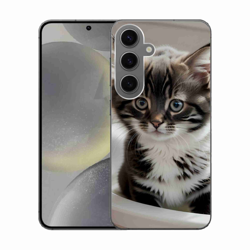 Gelový kryt mmCase na Samsung Galaxy S24 - zvědavé kotě