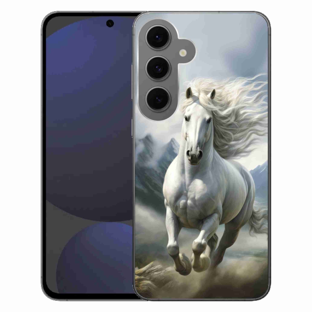 Gelový kryt mmCase na Samsung Galaxy S24FE - běžící bílý kůň 3