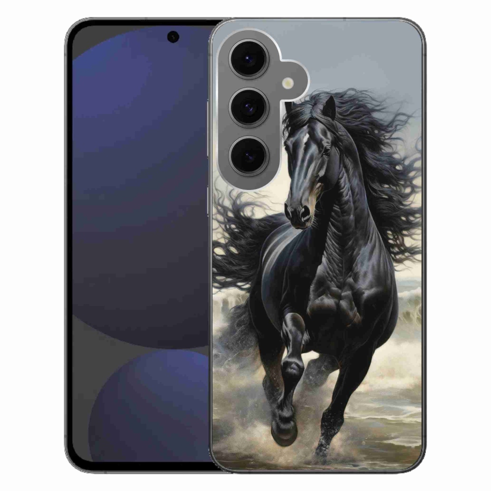 Gelový kryt mmCase na Samsung Galaxy S24FE - běžící černý kůň