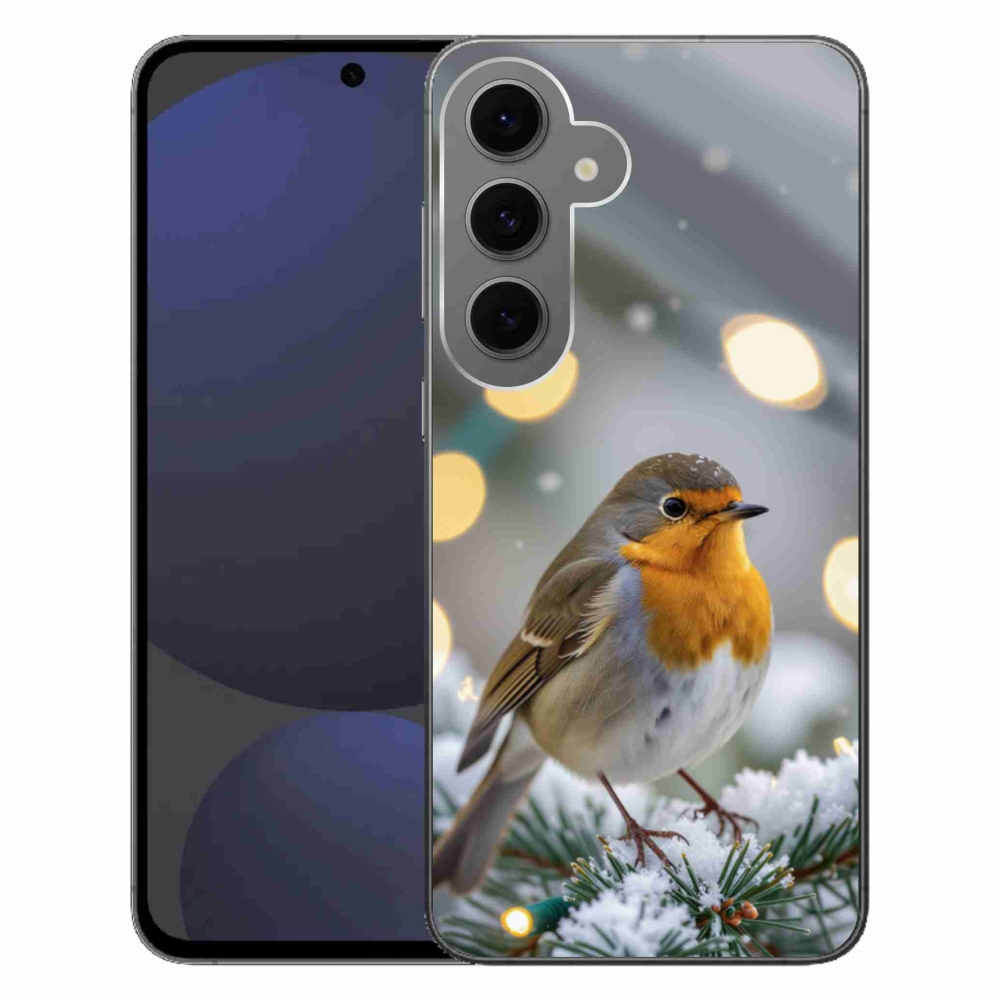 Gelový kryt mmCase na Samsung Galaxy S24FE - červenka v zimě