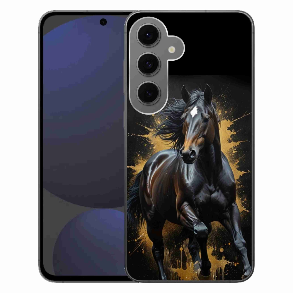 Gelový kryt mmCase na Samsung Galaxy S24FE - elegantní černý hřebec