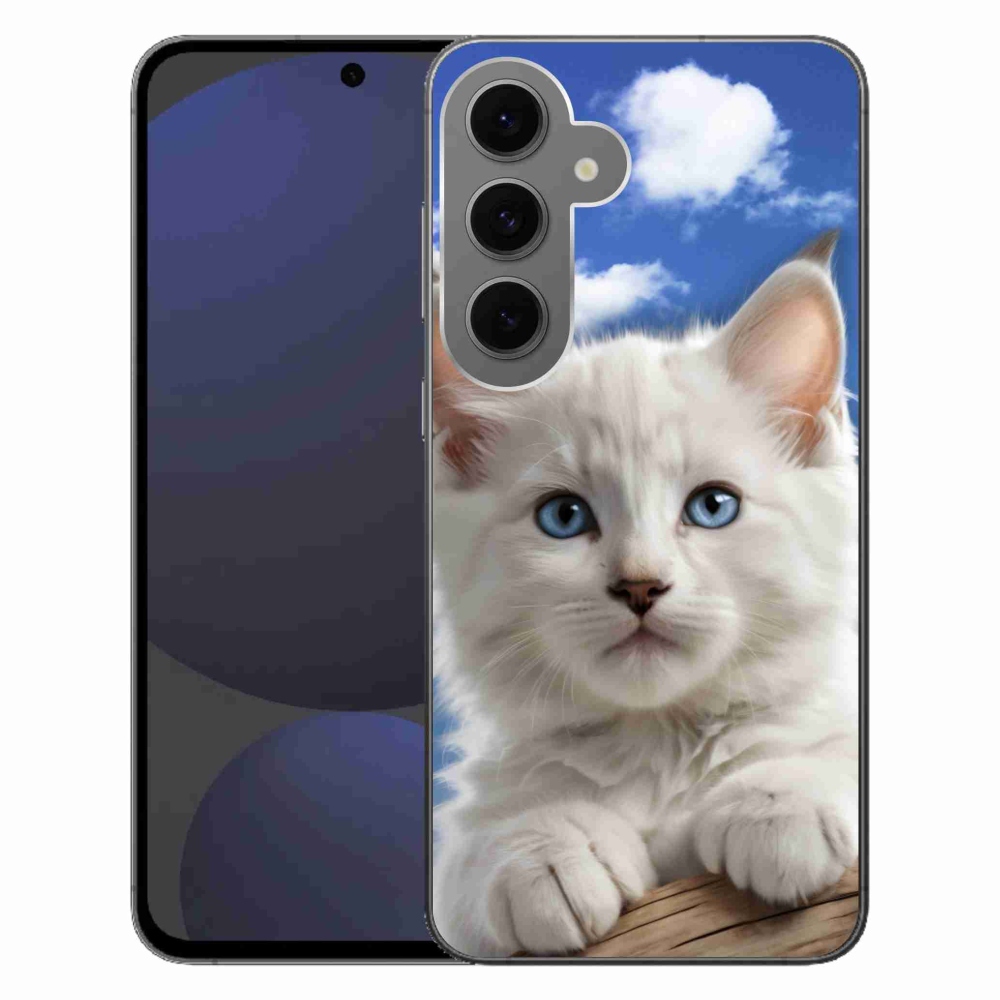 Gelový kryt mmCase na Samsung Galaxy S24FE - kotě a oblaka