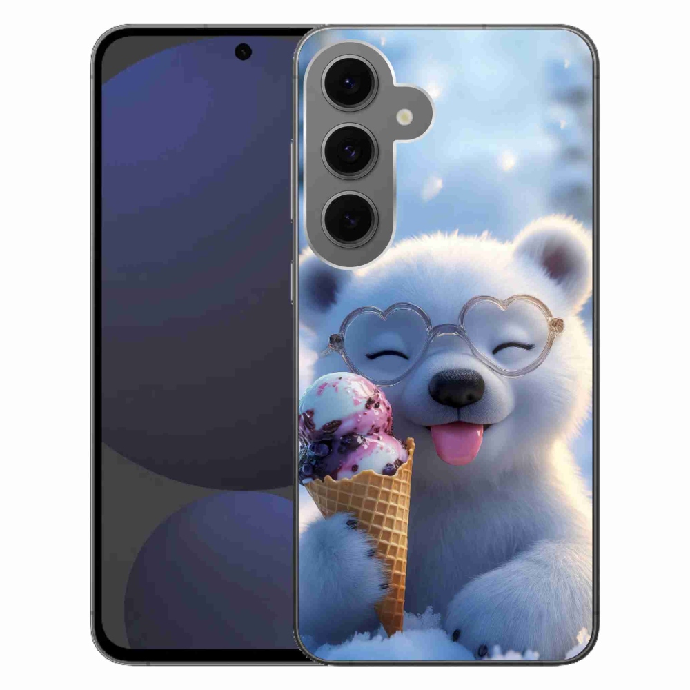 Gelový kryt mmCase na Samsung Galaxy S24FE - medvídek se zmrzlinou