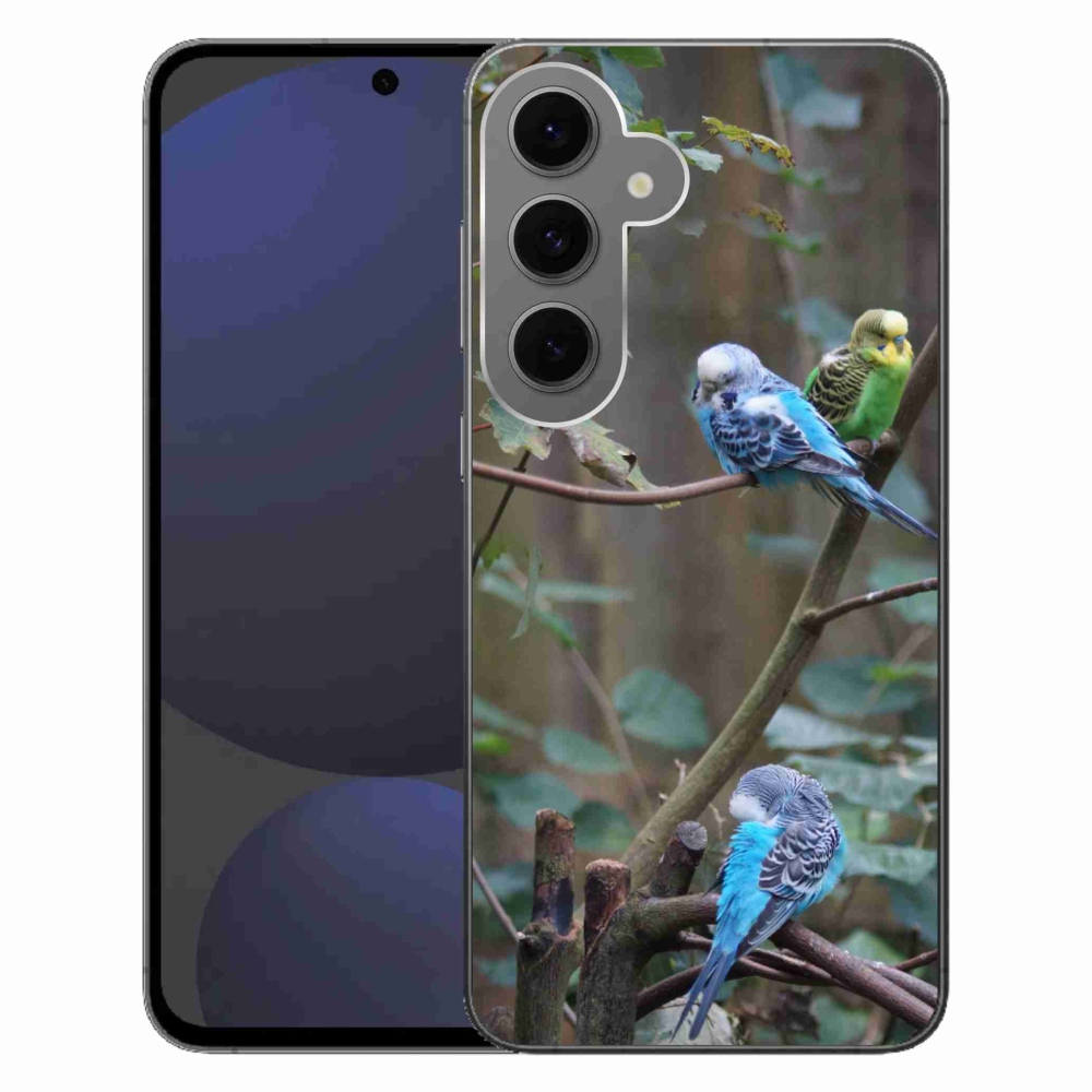 Gelový kryt mmCase na Samsung Galaxy S24FE - papoušci na větvi