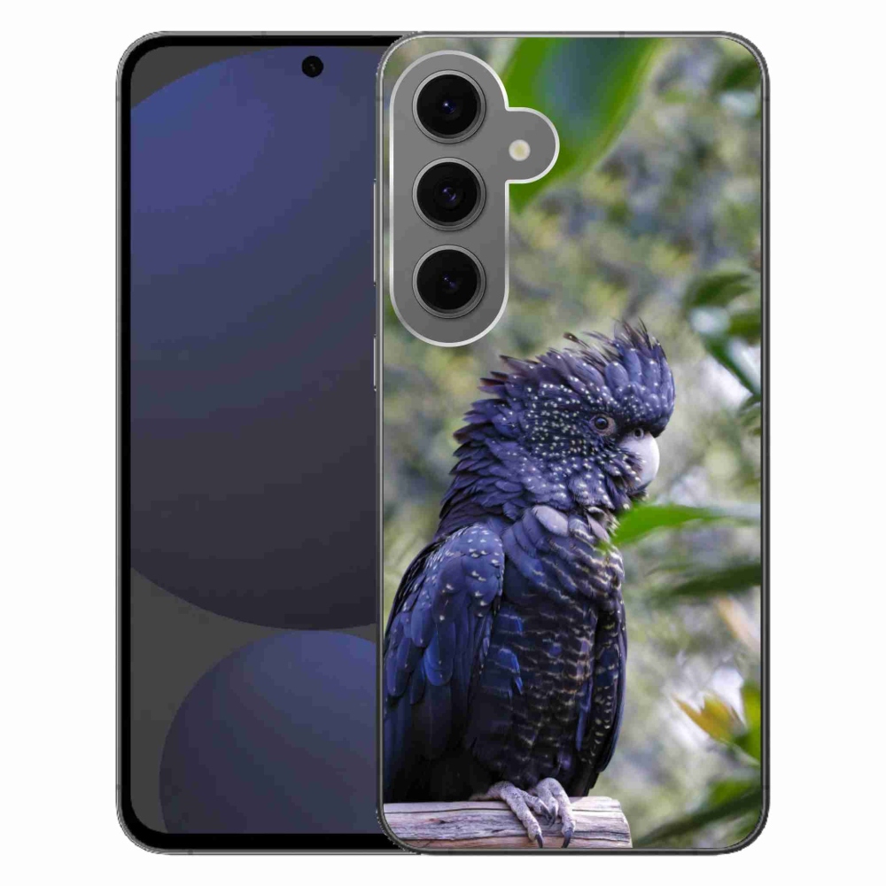 Gelový kryt mmCase na Samsung Galaxy S24FE - papoušek kakadu černý