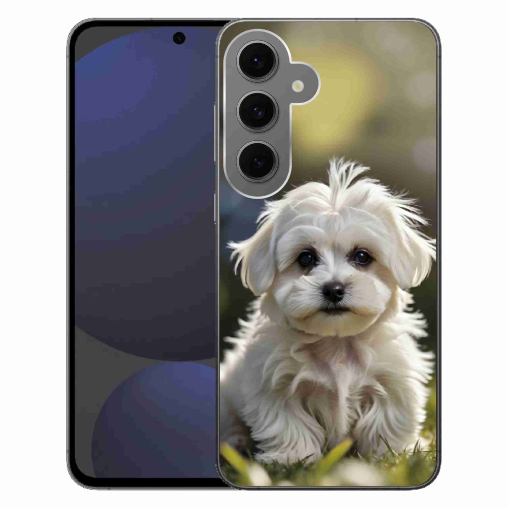 Gelový kryt mmCase na Samsung Galaxy S24FE - roztomilý maltézský psík