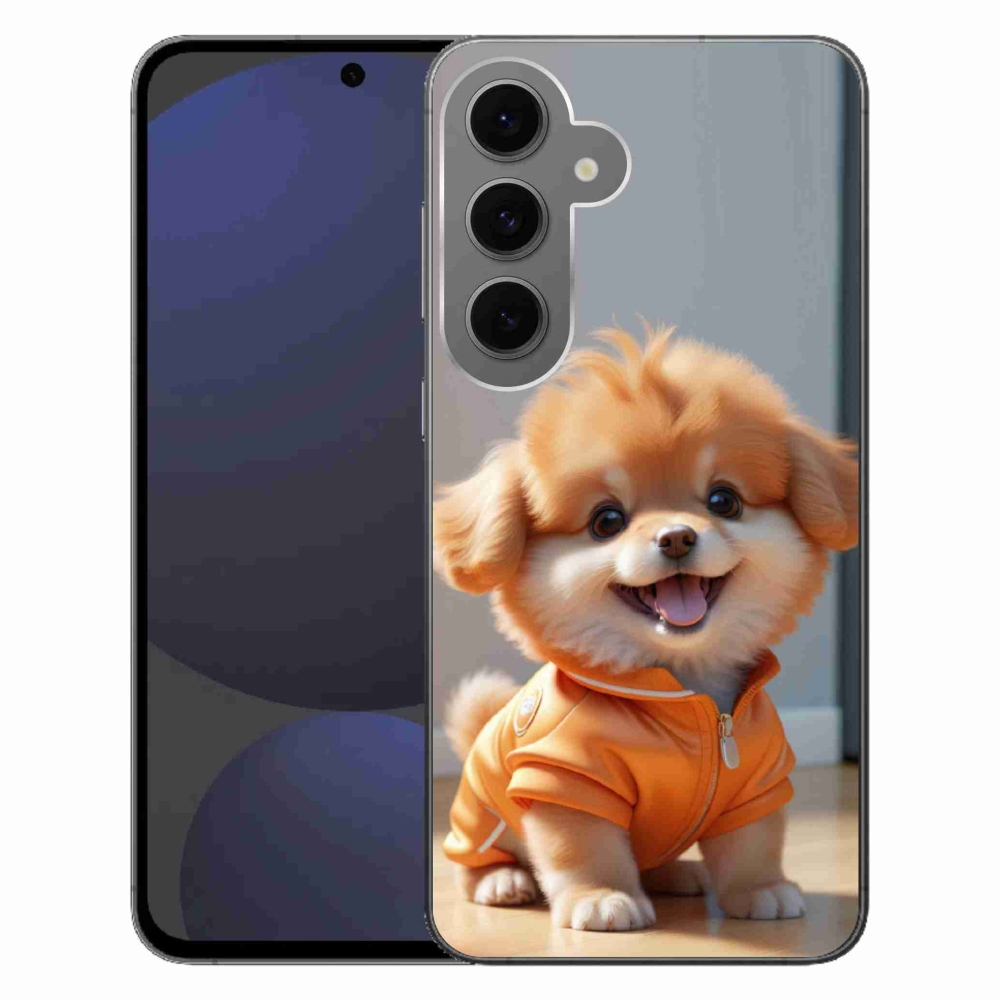 Gelový kryt mmCase na Samsung Galaxy S24FE - roztomilý pomeranian v mikině