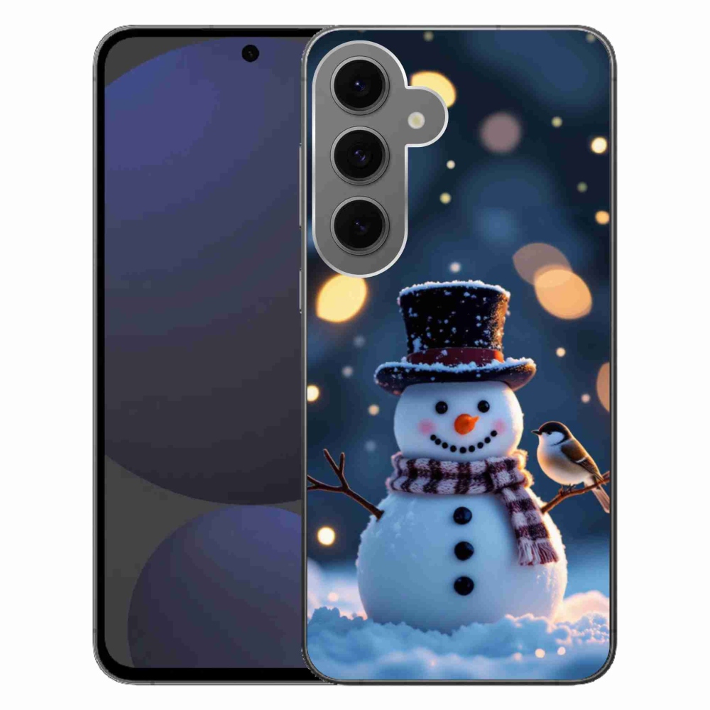 Gelový kryt mmCase na Samsung Galaxy S24FE - vánoční sněhulák