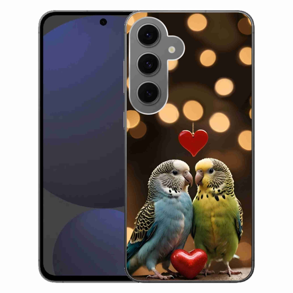 Gelový kryt mmCase na Samsung Galaxy S24FE - zamilovaní papoušci