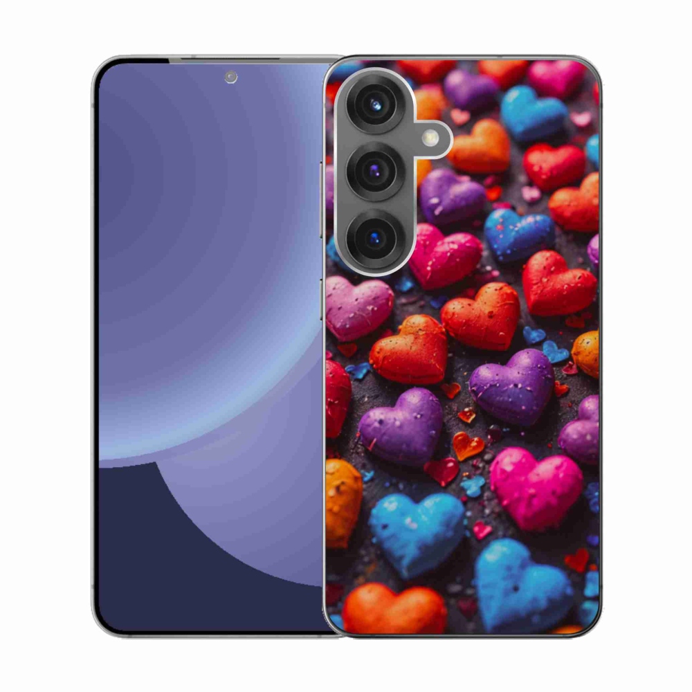 Gelový kryt mmCase na Samsung Galaxy S25 - barevná srdce