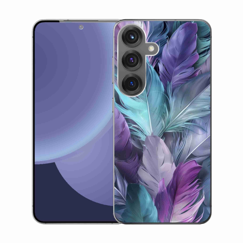 Gelový kryt mmCase na Samsung Galaxy S25 - barevné peří 2