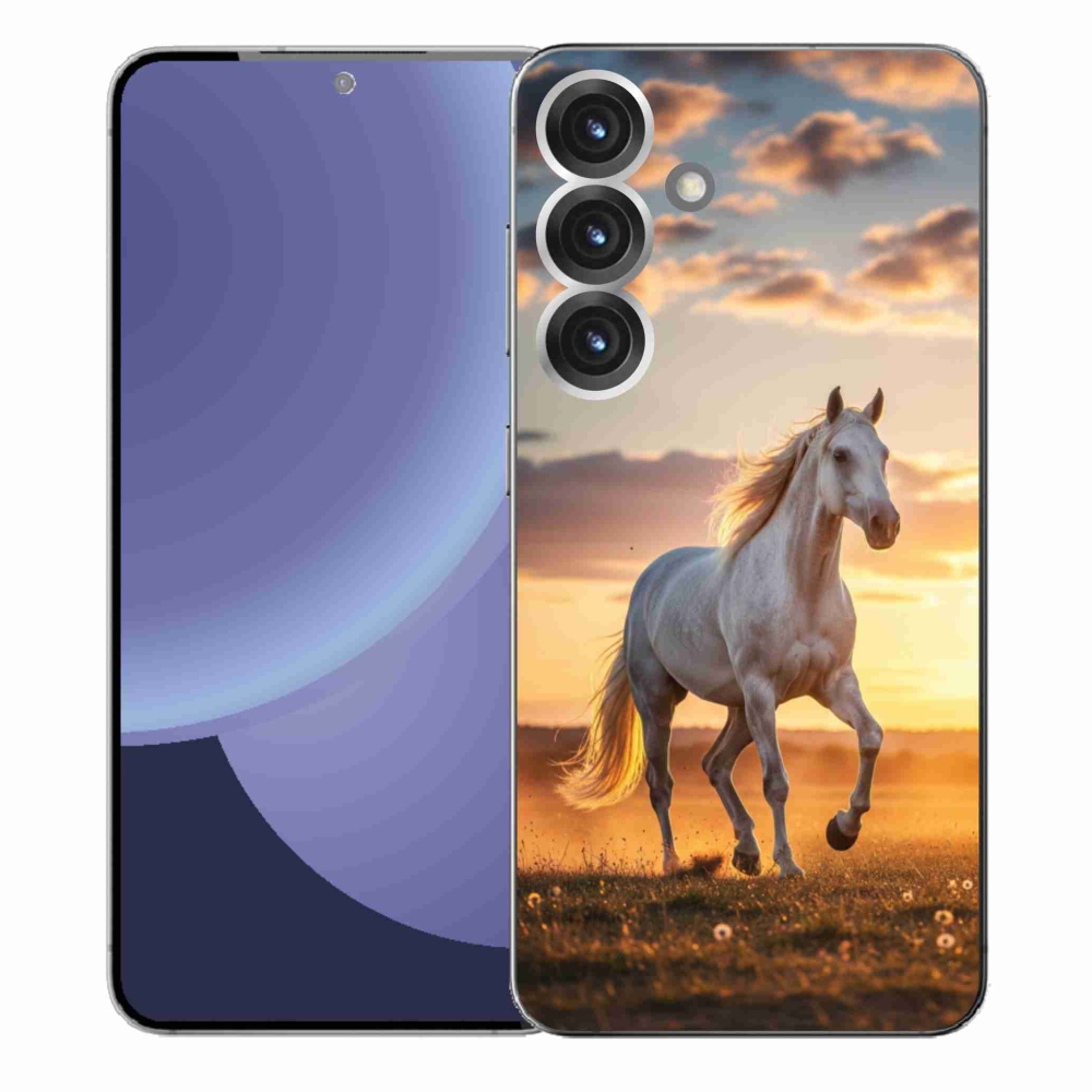 Gelový kryt mmCase na Samsung Galaxy S25+ - běžící bílý kůň 2