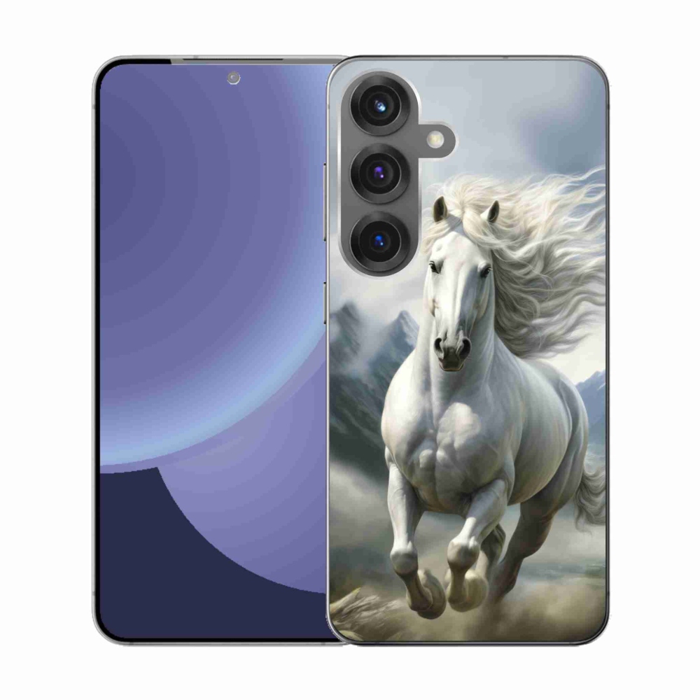Gelový kryt mmCase na Samsung Galaxy S25 - běžící bílý kůň 3