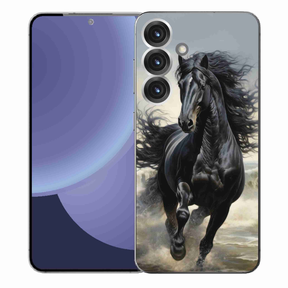 Gelový kryt mmCase na Samsung Galaxy S25+ - běžící černý kůň