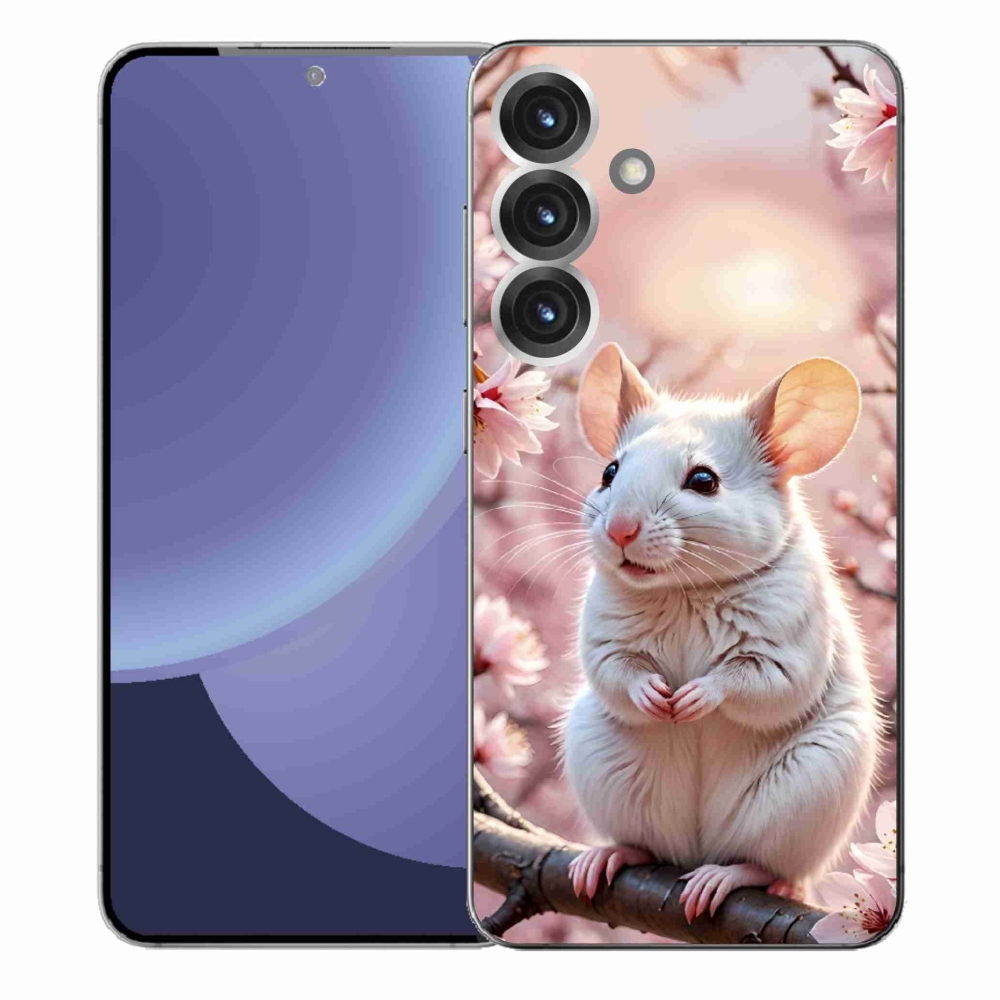 Gelový kryt mmCase na Samsung Galaxy S25+ - bílá myš na větvi