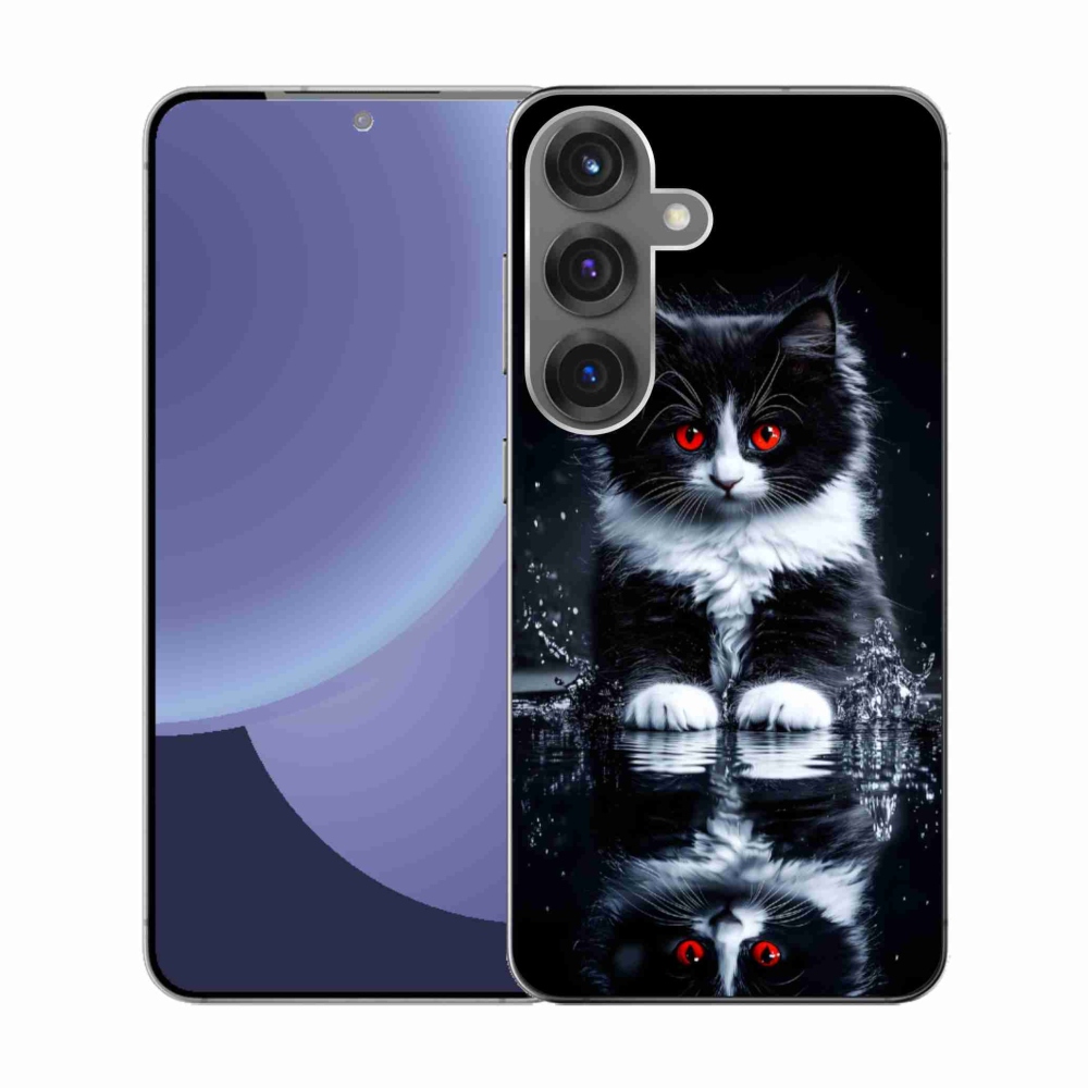 Gelový kryt mmCase na Samsung Galaxy S25 - černobílé kotě