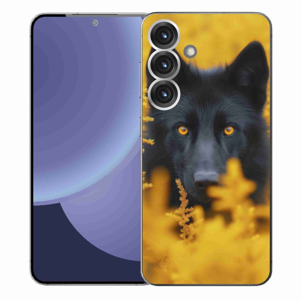 Gelový kryt mmCase na Samsung Galaxy S25+ - černý vlk 2