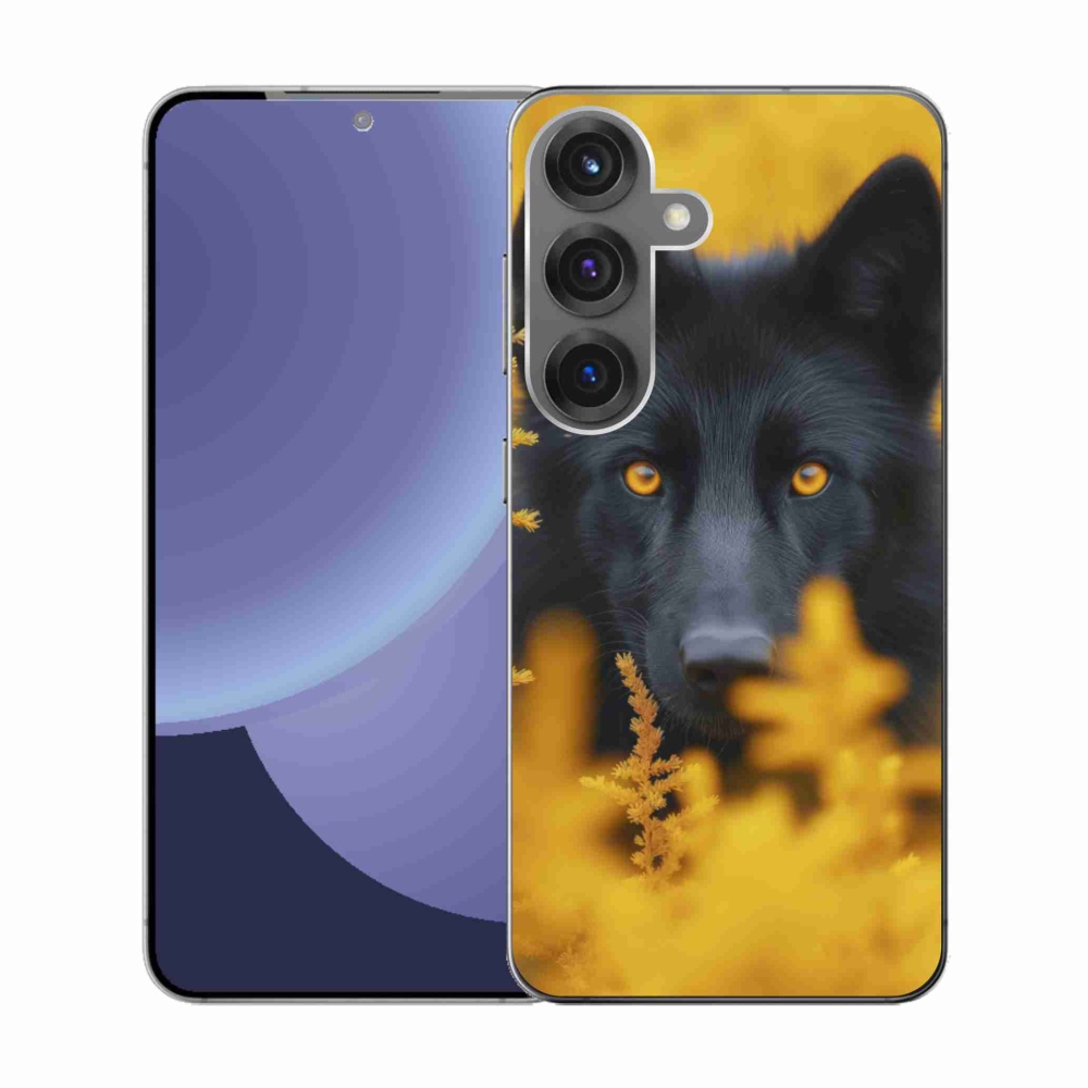 Gelový kryt mmCase na Samsung Galaxy S25 - černý vlk 2