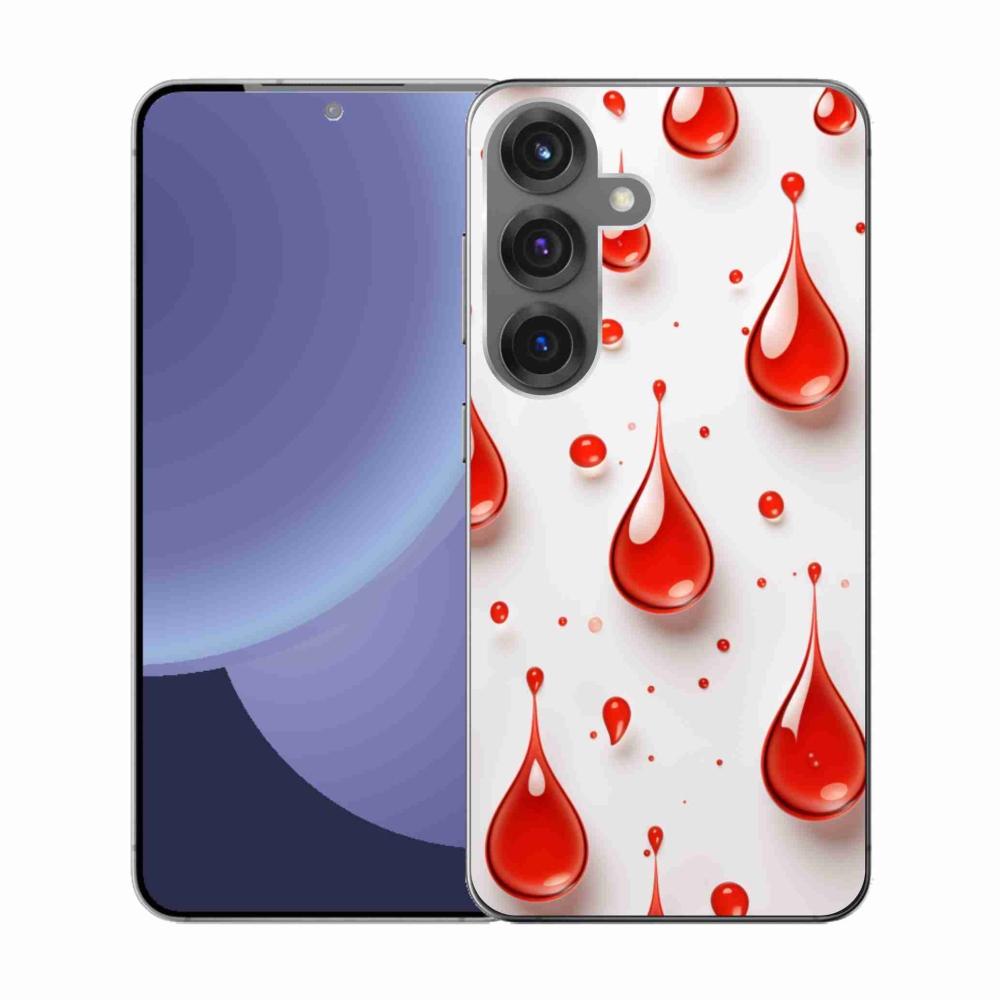 Gelový kryt mmCase na Samsung Galaxy S25 - červené kapky